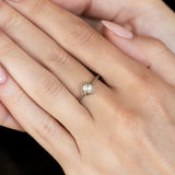 Round Rose Cut Diamond Ring in 18k Palladium Gold