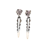 Kunzite Dangle Earrings in Oxidized Silver & Gold Filled Chains