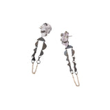 Kunzite Dangle Earrings in Oxidized Silver & Gold Filled Chains