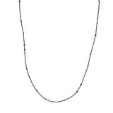 Diamond Droplets Necklace with Black Diamonds in Oxidized Silver - 34"