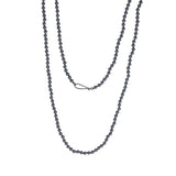 4mm Matte Hematite Necklace with Indigo Blue Thread and Oxidized Silver Clasp