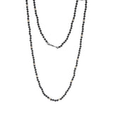 4mm Matte Hematite Necklace with Silver Bicone Beads and Oxidized Silver Clasp