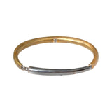Forged Men's Cuff Bracelet in Ancient Bronze & Oxidized Silver with Cognac Diamond