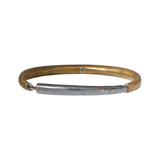 Forged Men's Cuff Bracelet in Ancient Bronze & Oxidized Silver with Cognac Diamond