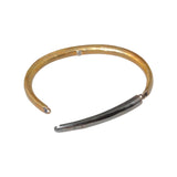 Forged Men's Cuff Bracelet in Ancient Bronze & Oxidized Silver with Cognac Diamond