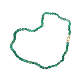 Rough Emerald Bead Necklace with 18k Gold Beads and 18k Gold Carabiner