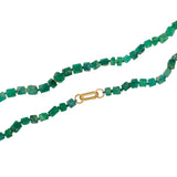 Rough Emerald Bead Necklace with 18k Gold Beads and 18k Gold Carabiner