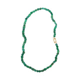 Rough Emerald Bead Necklace with 18k Gold Beads and 18k Gold Carabiner