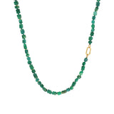 Rough Emerald Bead Necklace with 18k Gold Beads and 18k Gold Carabiner
