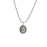 Sapphire Trapiche Pendant in Oxidized Silver & 18k Yellow Gold