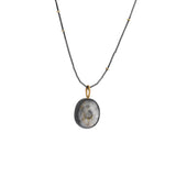 Sapphire Trapiche Pendant in Oxidized Silver & 18k Yellow Gold