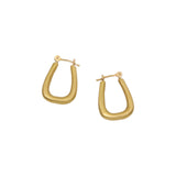 Small Squared Oval Hoop Earrings in 18k Gold with 14k Gold Earwires