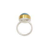 Cerulean Blue Aquamarine Ring in Silver and 22k Gold