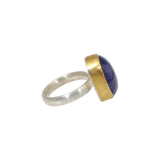 Indigo Blue Tanzanite Ring in Silver and 22k Gold