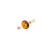 Mini Spear Earring in 10k Yellow Gold with Amber & Pearl