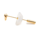 Medium SPEAR Door Knocker Earring in 10k Yellow Gold with White Chalcedony