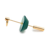 Medium SPEAR Door Knocker Earring in 10k Yellow Gold with Green Agate