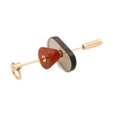 SPEAR Smoky Quartz & Carnelian Door Knocker Earring in 10k Yellow Gold