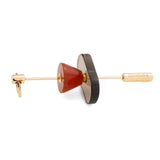 SPEAR Smoky Quartz & Carnelian Door Knocker Earring in 10k Yellow Gold