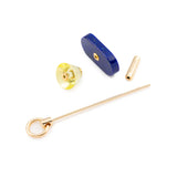 SPEAR Lapis lazuli & Lemon Quartz Door Knocker Earring in 10k Yellow Gold