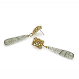 Actinolite in Quartz Earrings in Bronze