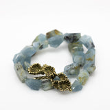 Dendritic Aquamarine Necklace with Coralite Clasp in Yellow Bronze