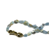 Dendritic Aquamarine Necklace with Coralite Clasp in Yellow Bronze