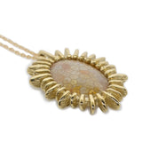 Brutalist Looking Glass Pendant with Fossilized Coral in Yellow Bronze