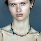 Tourmalinated Quartz Necklace with Dyad Clasp in Oxidized Silver