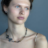 Tourmalinated Quartz Necklace with Dyad Clasp in Oxidized Silver
