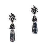 Tourmalinated Quartz Particle Earrings in Oxidized Silver