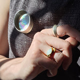 Circular Reflection Brooch with Abalone in Silver