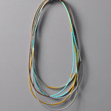Lichen Sweep Necklace in Teal, Mustard, and Brown