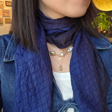 Naturally Fermented Indigo-dyed Silk Scarf