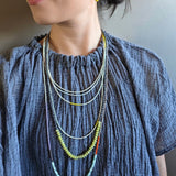 Round Matte Hematite and Rondelle Lemon Jade Necklace with Oxidized Silver Clasp