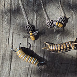 Monarch Caterpillar Brooch with 23k Gold Leaf