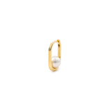 18k MANHATTAN Akoya Pearl Oblong Huggie Hoop Earring