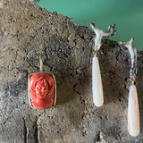 Coral Cameo Pendant in 18k Gold
