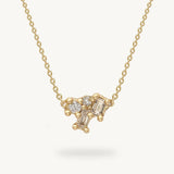 Mixed Diamond Luminous Cluster Bar Necklace in 14k Yellow Gold