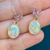Opal and Sapphire Earrings in 18k Gold