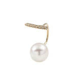 Diamond Short Bar Earring in 10k Yellow Gold with Pearl Backing