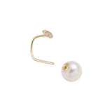 Diamond Short Bar Earring in 10k Yellow Gold with Pearl Backing