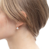 Diamond Short Bar Earring in 10k Yellow Gold with Pearl Backing