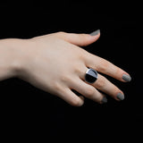 EQUINOX Pyramid Onyx Ring in Silver - Large