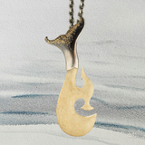 Custom Pendant with Carved Whale Bone in Silver