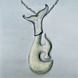 Custom Pendant with Carved Whale Bone in Silver