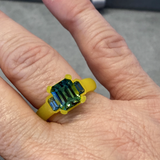 Custom 14K White Gold Palladium Ring with Montana Sapphires