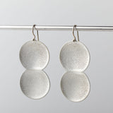 Large Double Dome Earrings in Brushed Silver