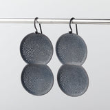 Large Double Dome Earrings in Oxidized Silver