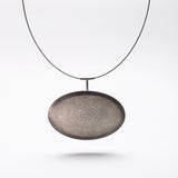 Oval Perforated Necklace in Oxidized Silver